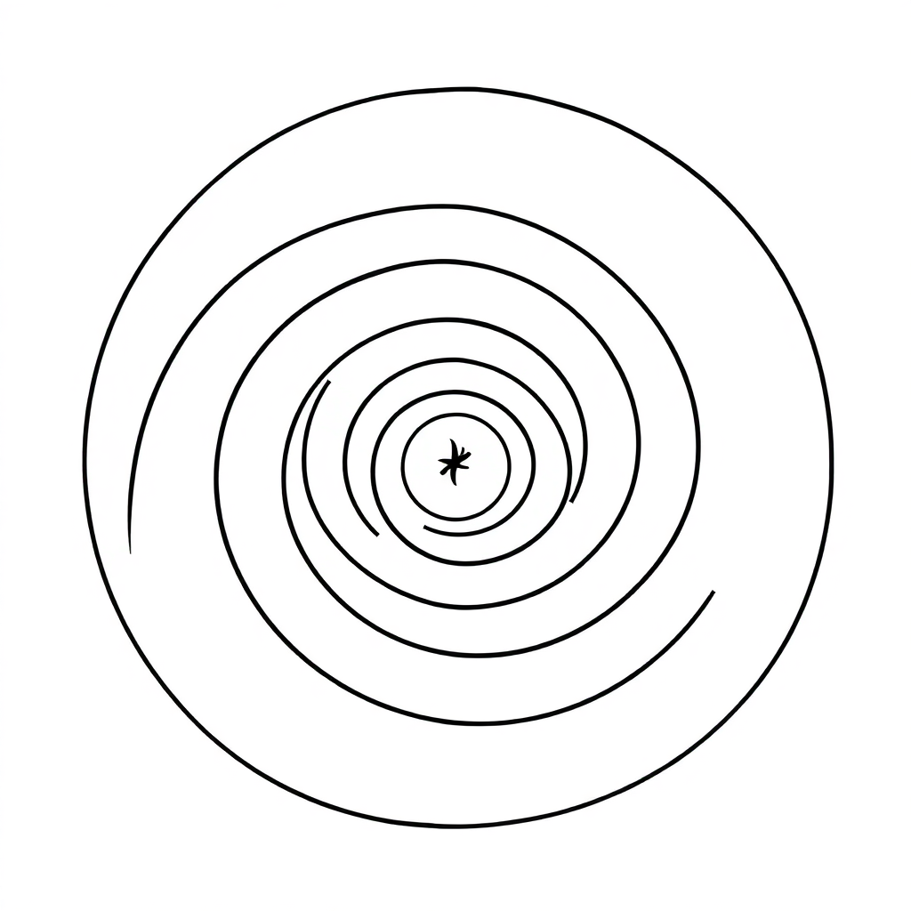 Abstract Spiral Mandala In Space Coloring Page