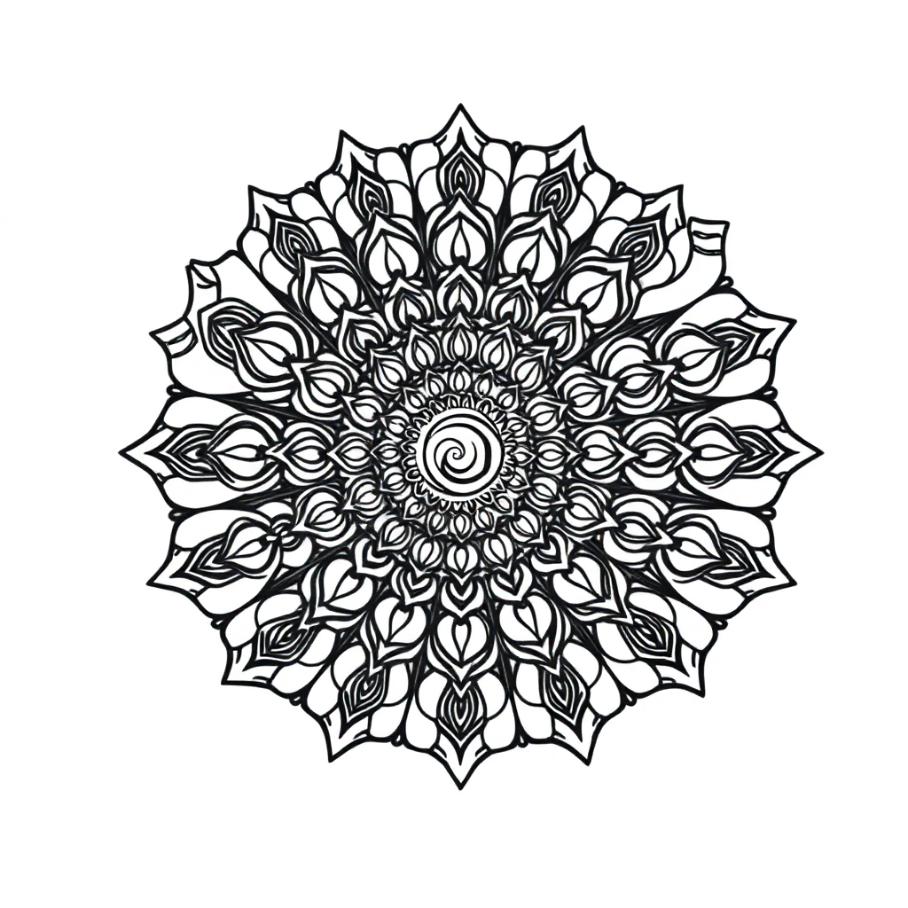 Abstract Spiral Mandala Underwater Coloring Page