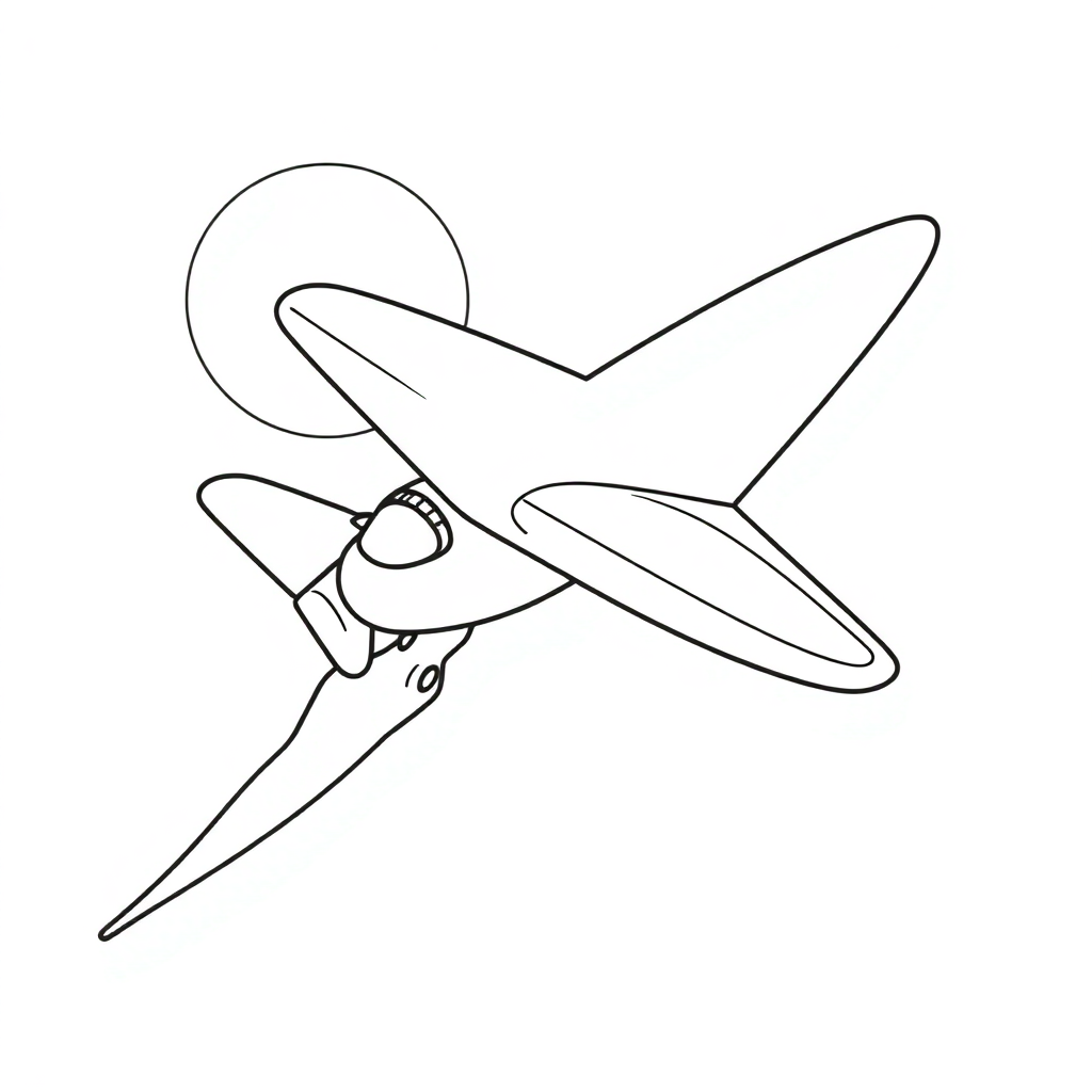 Airplane Flying In Space Coloring Page