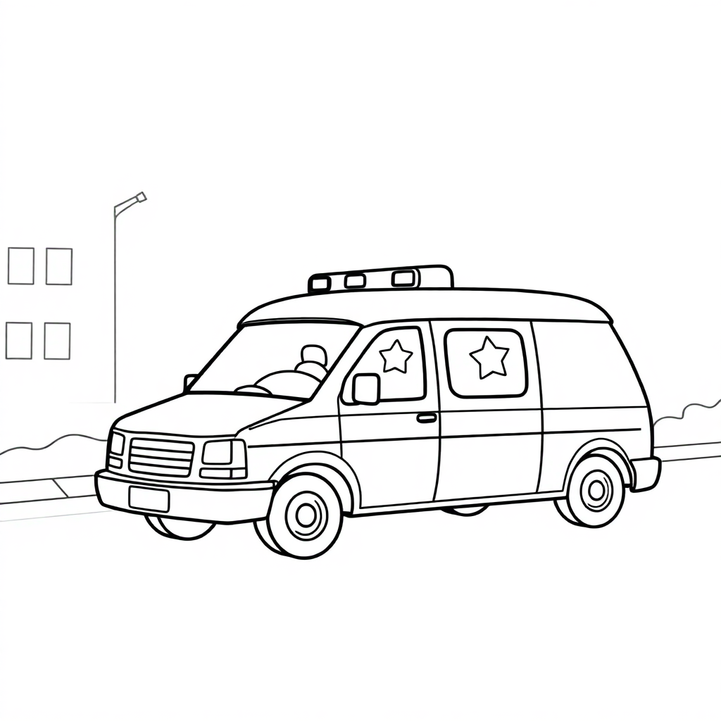 Ambulance At Night Coloring Page