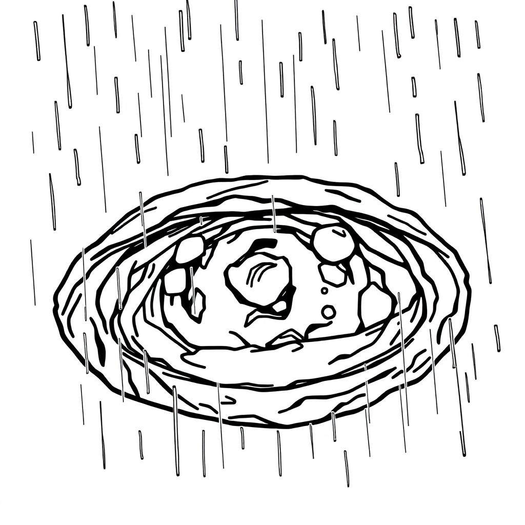 Asteroid Belt In Rain Coloring Page