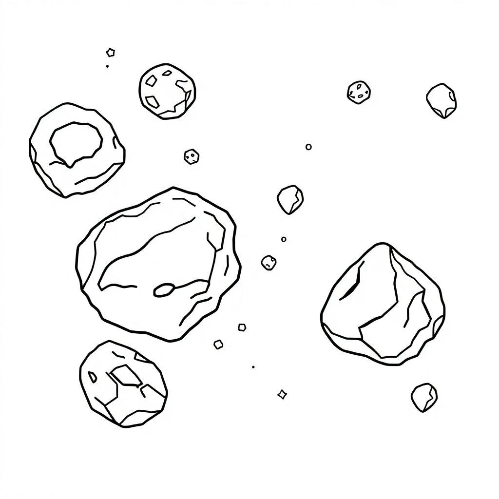 Asteroid Belt In Space Coloring Page