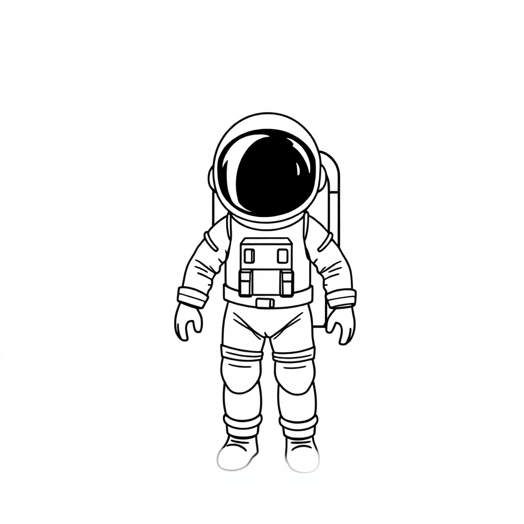 Astronaut In Suit In Space Coloring Page