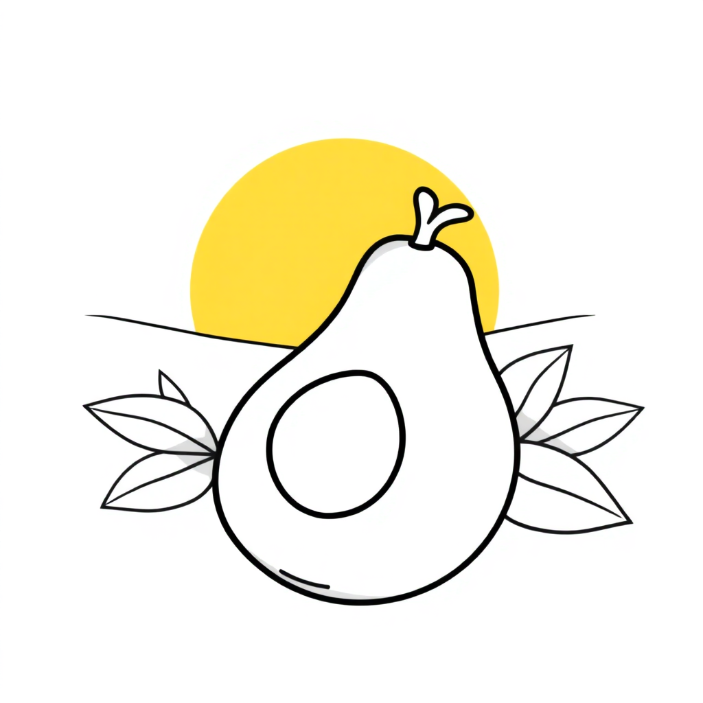 Avocado At Sunset Coloring Page
