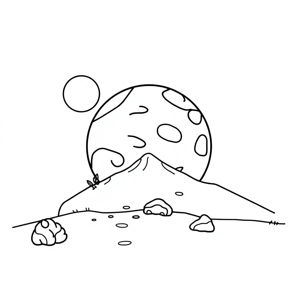 Baby Alien Planet Landscape Coloring Page