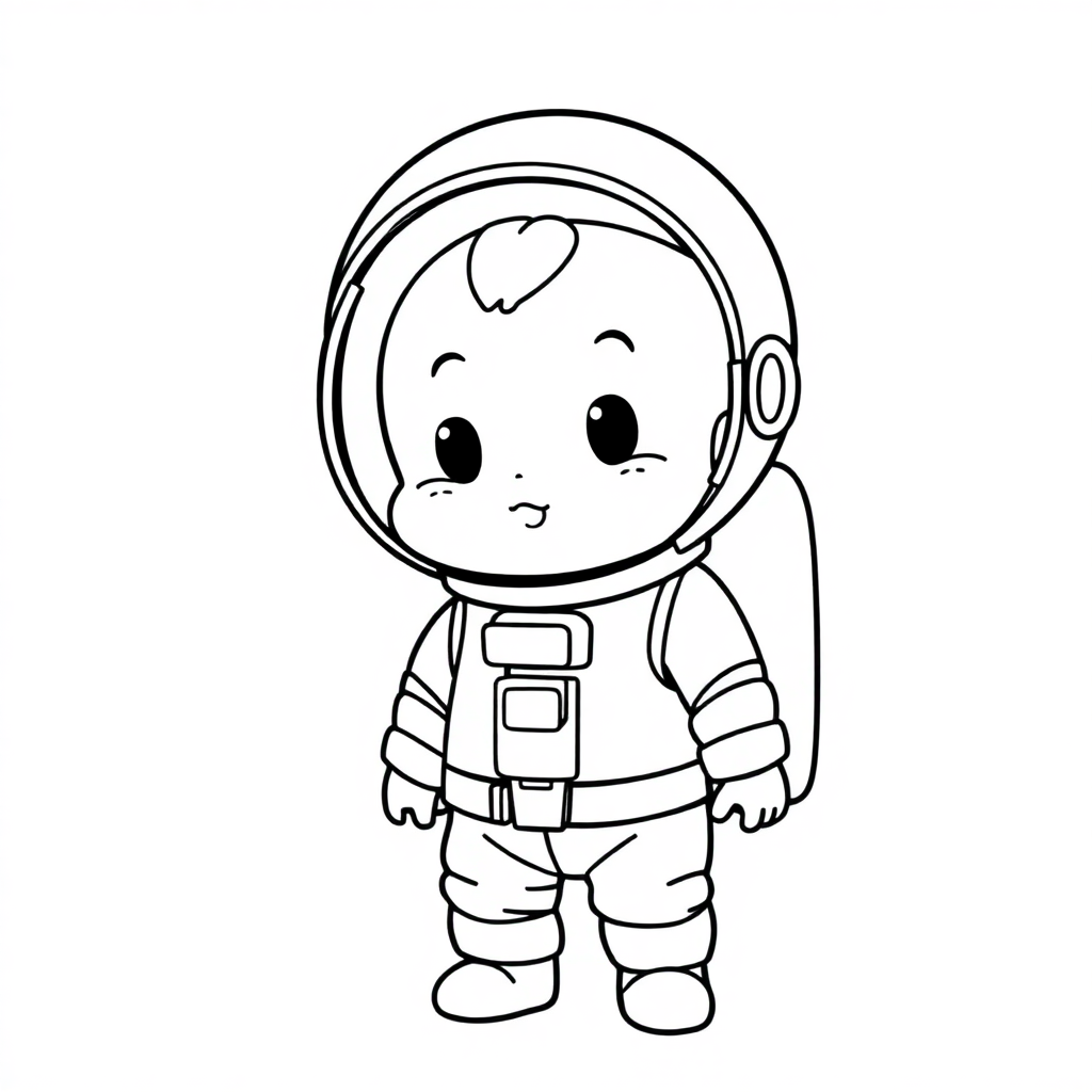 Baby Astronaut In Suit Coloring Page