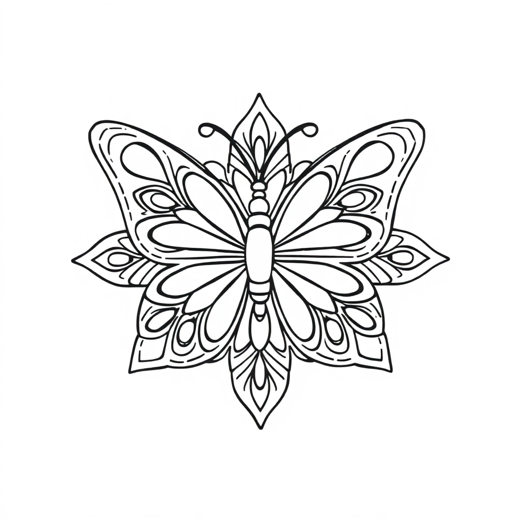 Baby Butterfly Mandala Coloring Page
