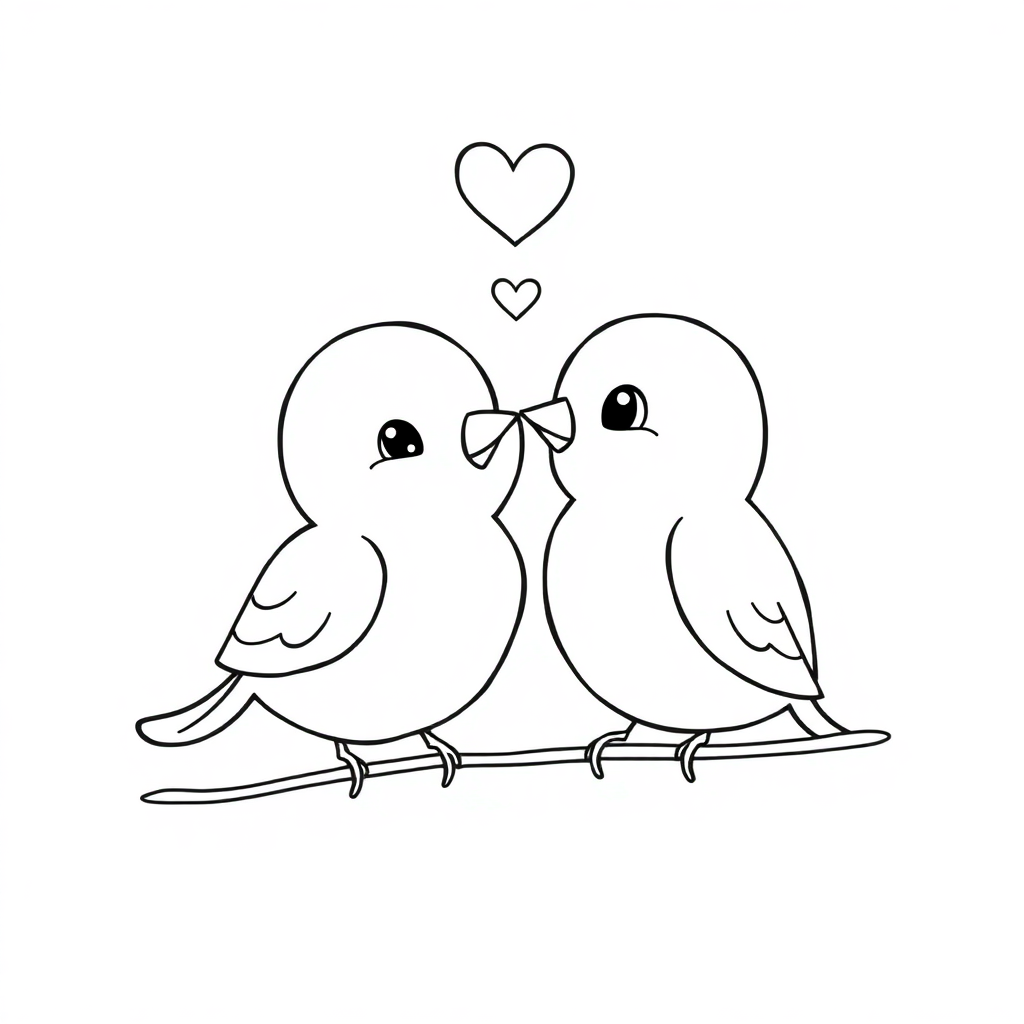 Baby Love Birds Coloring Page