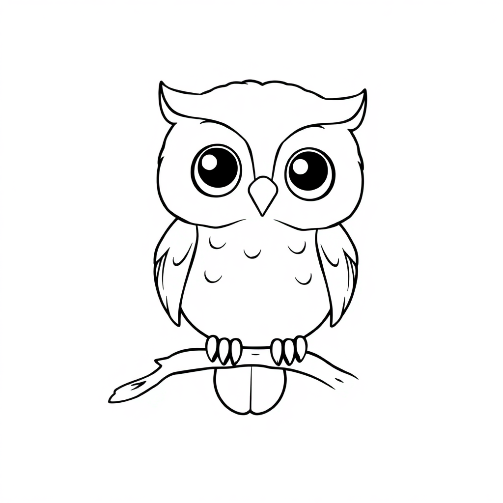 Baby Owl On Branch Coloring Page