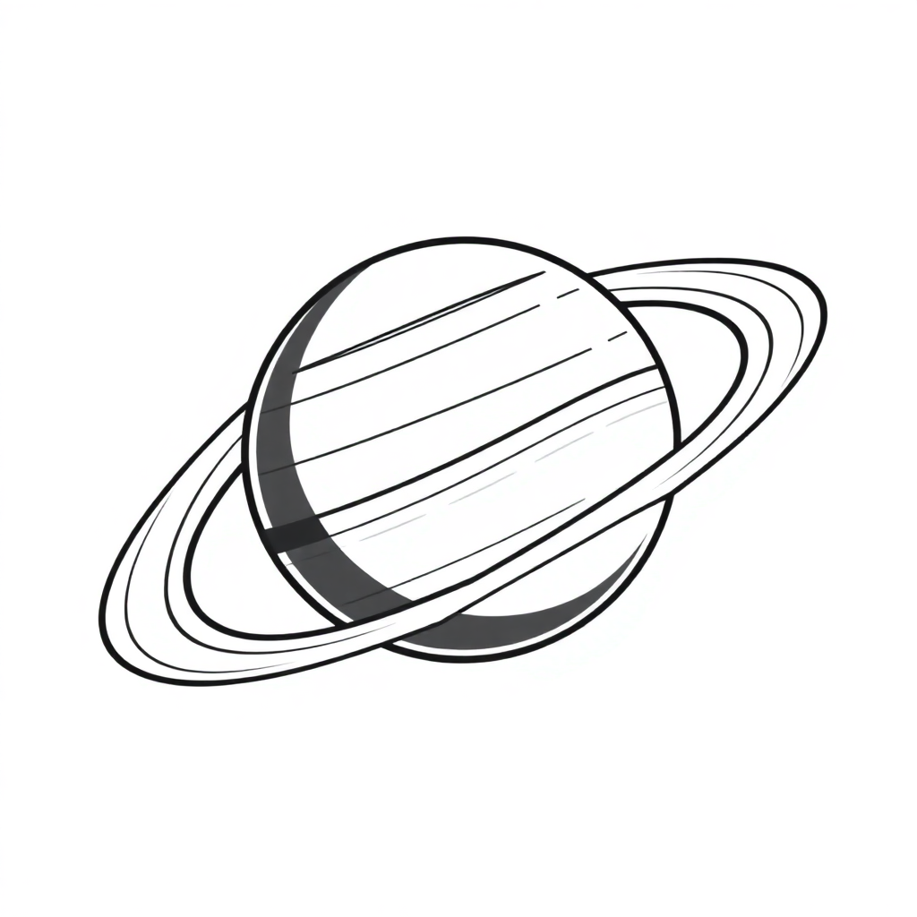 Baby Planet Saturn With Rings Coloring Page