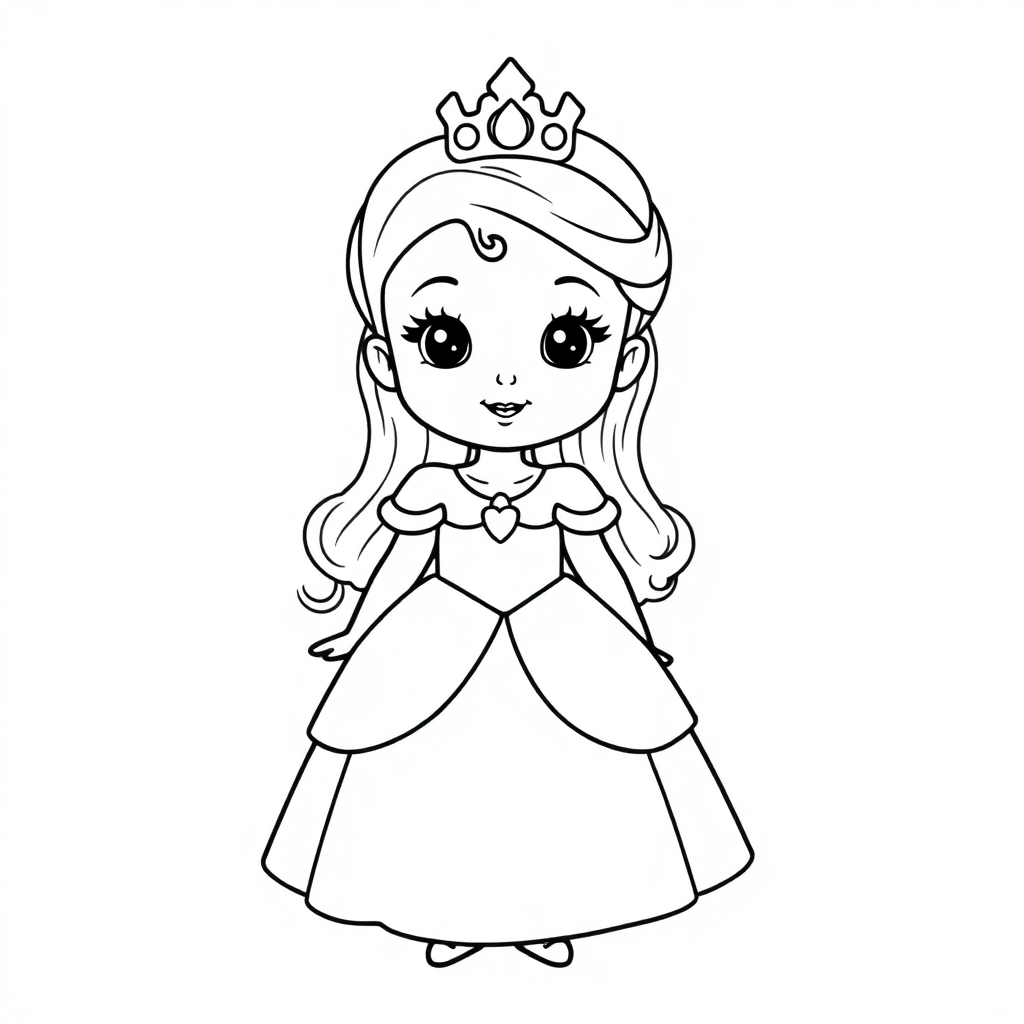 Baby Princess In Dress Coloring Page
