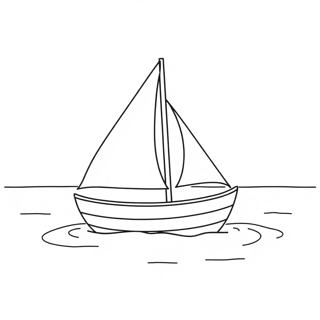 Baby Sailboat On Water Coloring Page