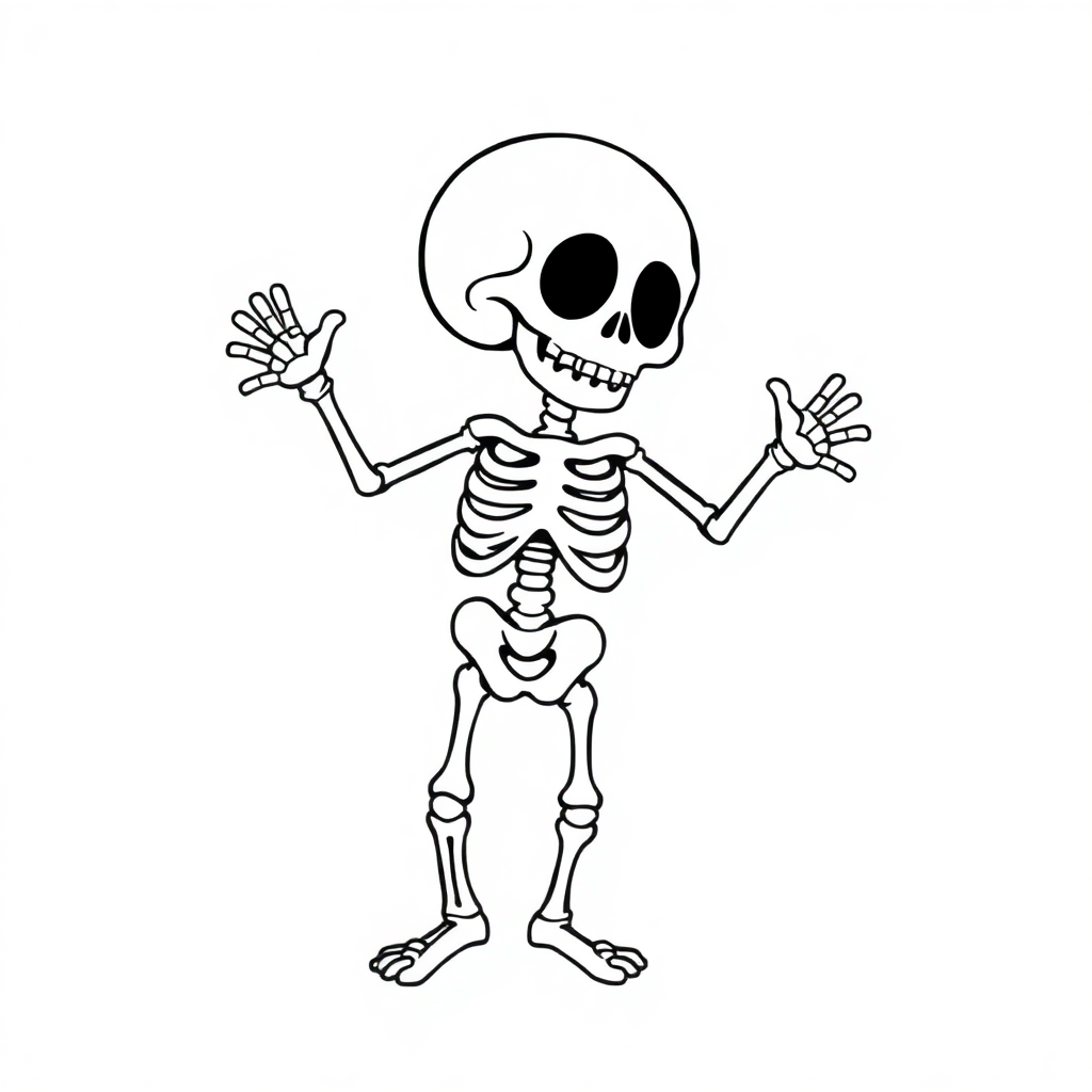 Baby Skeleton Dancing Coloring Page