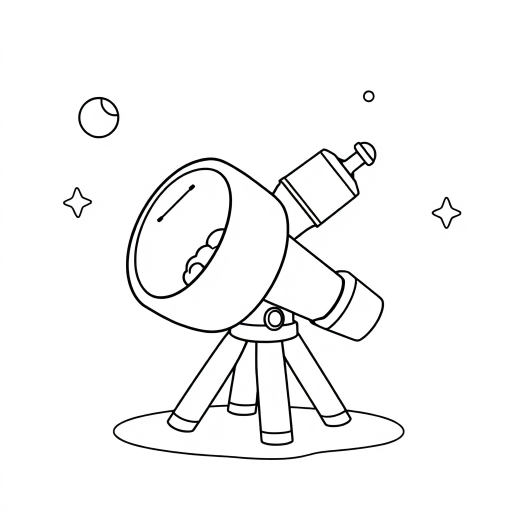 Baby Space Telescope Coloring Page