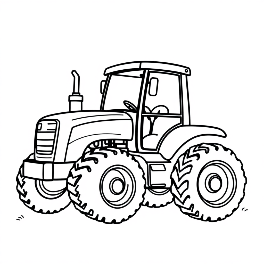 Baby Tractor On Farm Coloring Page