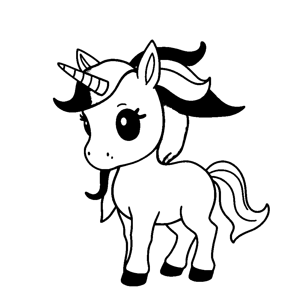 Baby Unicorn With Rainbow Mane Coloring Page