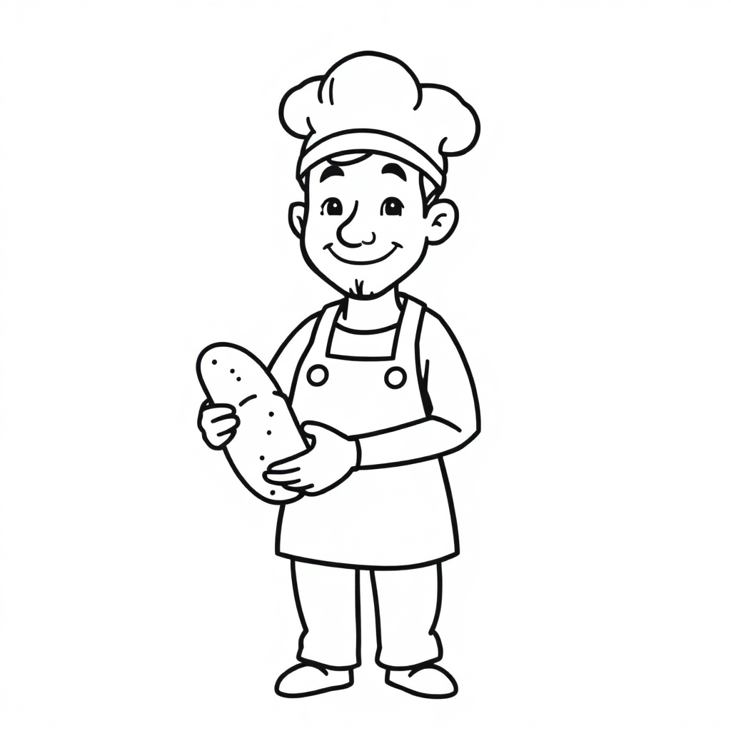 Baker With Bread Coloring Page