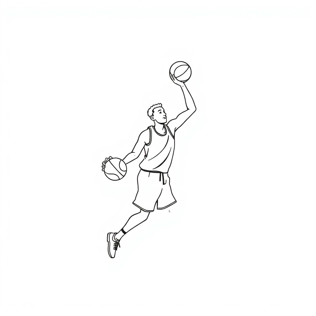 Basketball Player In Space Coloring Page