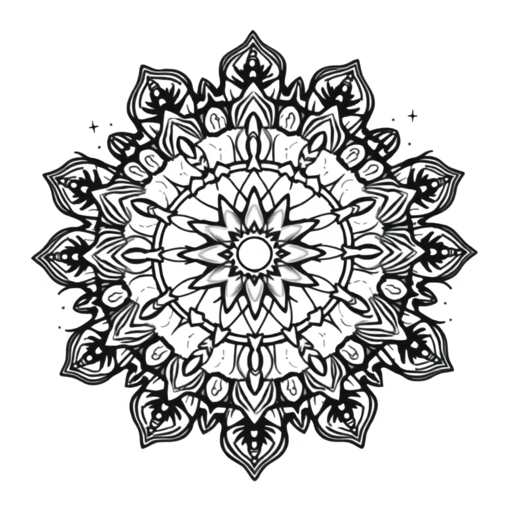 Bohemian Mandala In Winter Coloring Page