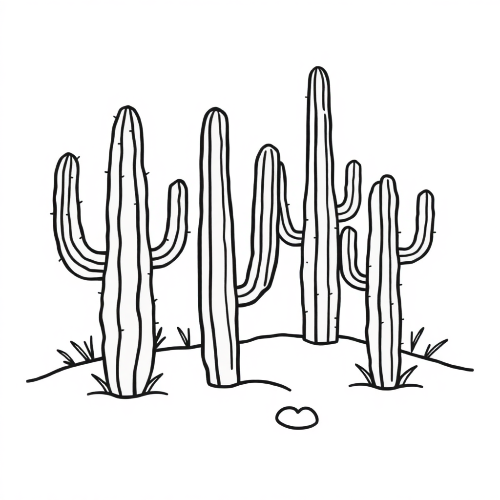 Cactus Desert Coloring Page