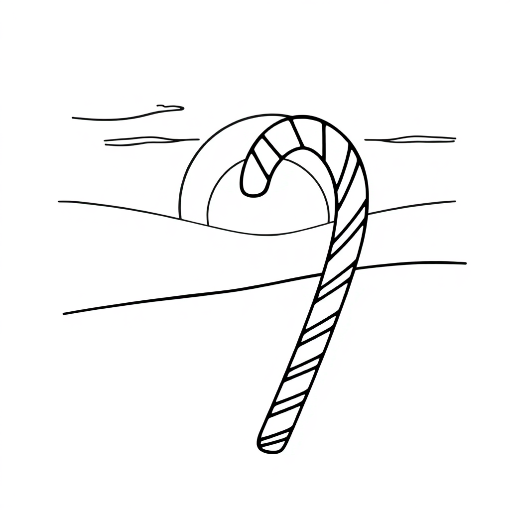 Candy Cane At Sunset Coloring Page