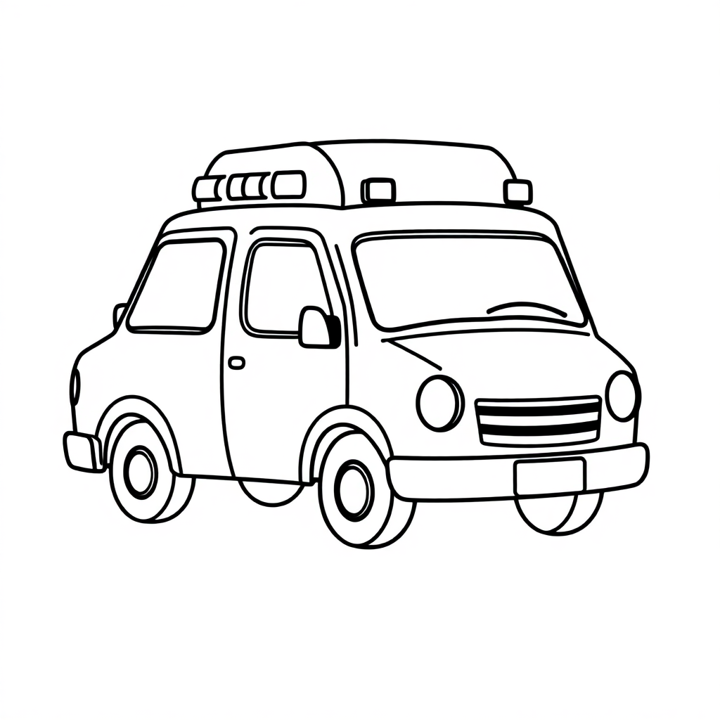 Cartoon Ambulance Coloring Page
