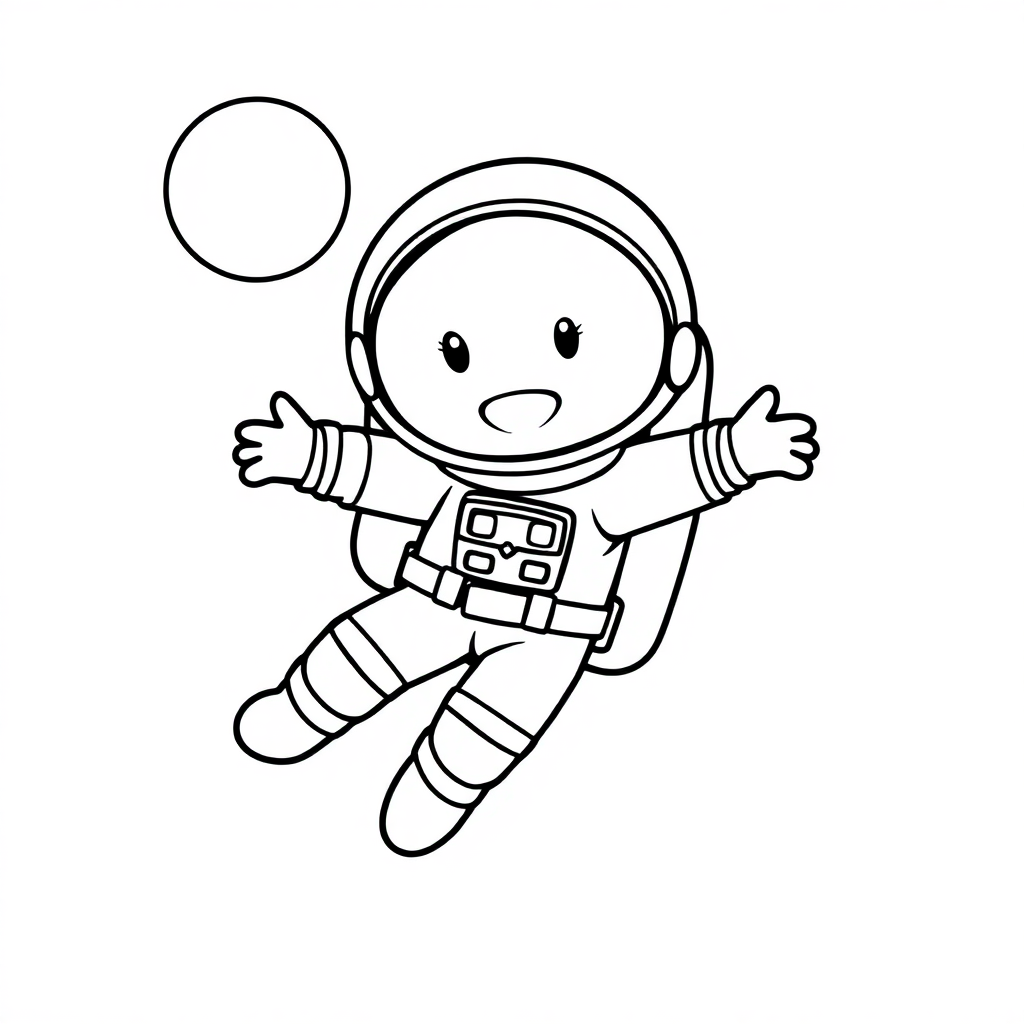 Cartoon Astronaut Floating In Space Coloring Page