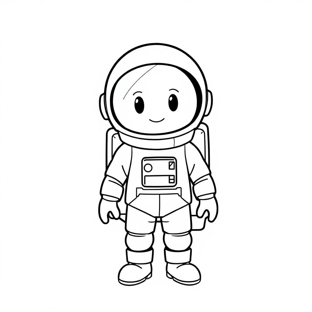 Cartoon Astronaut In Suit Coloring Page