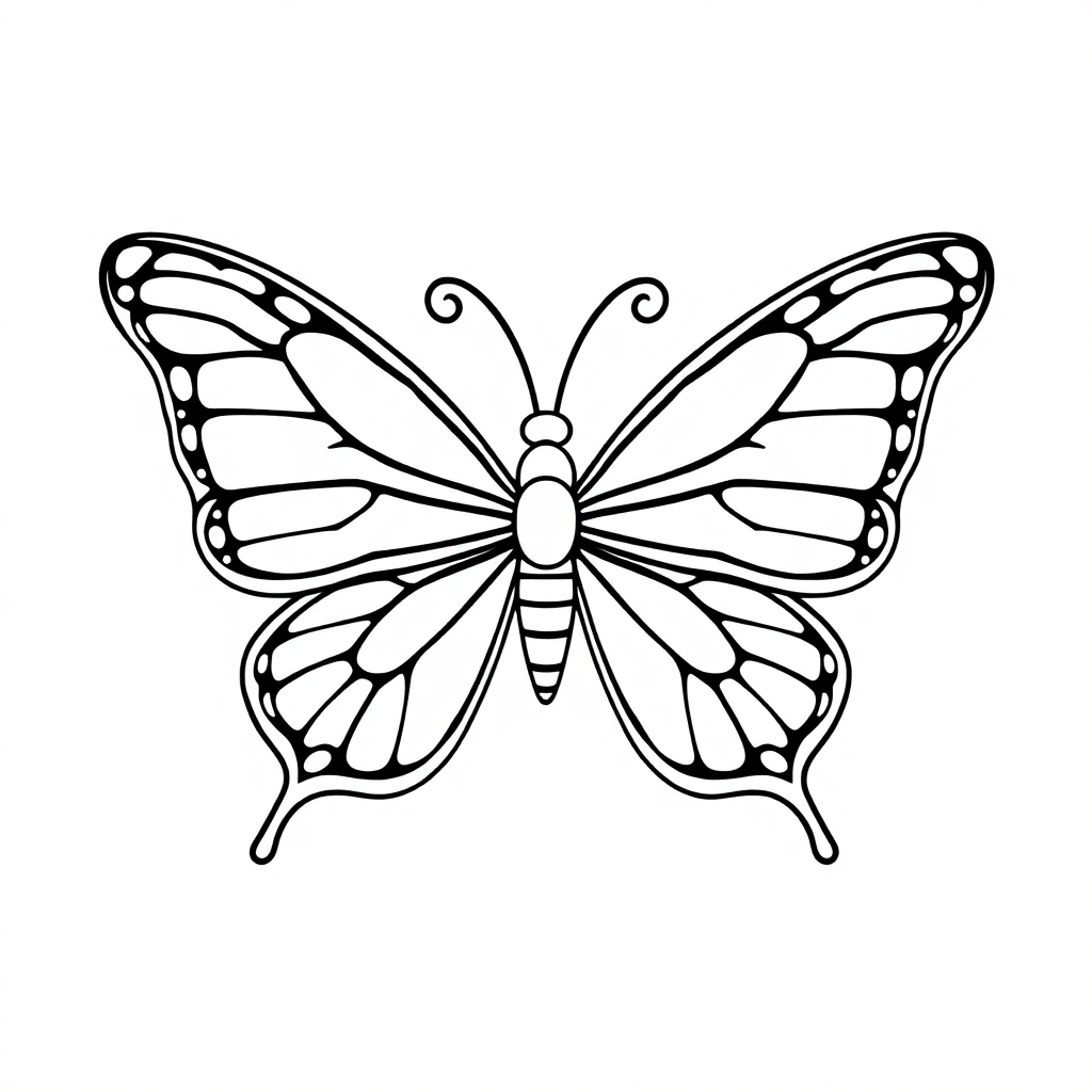 Cartoon Butterfly With Detailed Wings Coloring Page