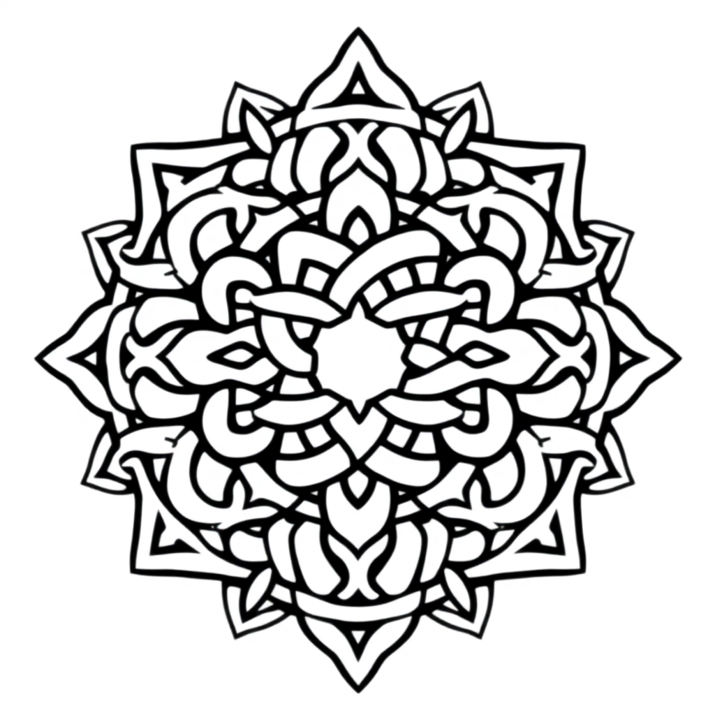 Cartoon Celtic Knot Mandala Coloring Page