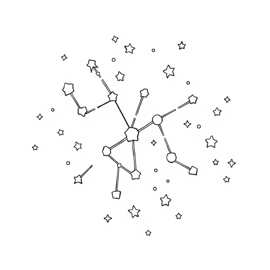 Cartoon Constellation Pattern Coloring Page