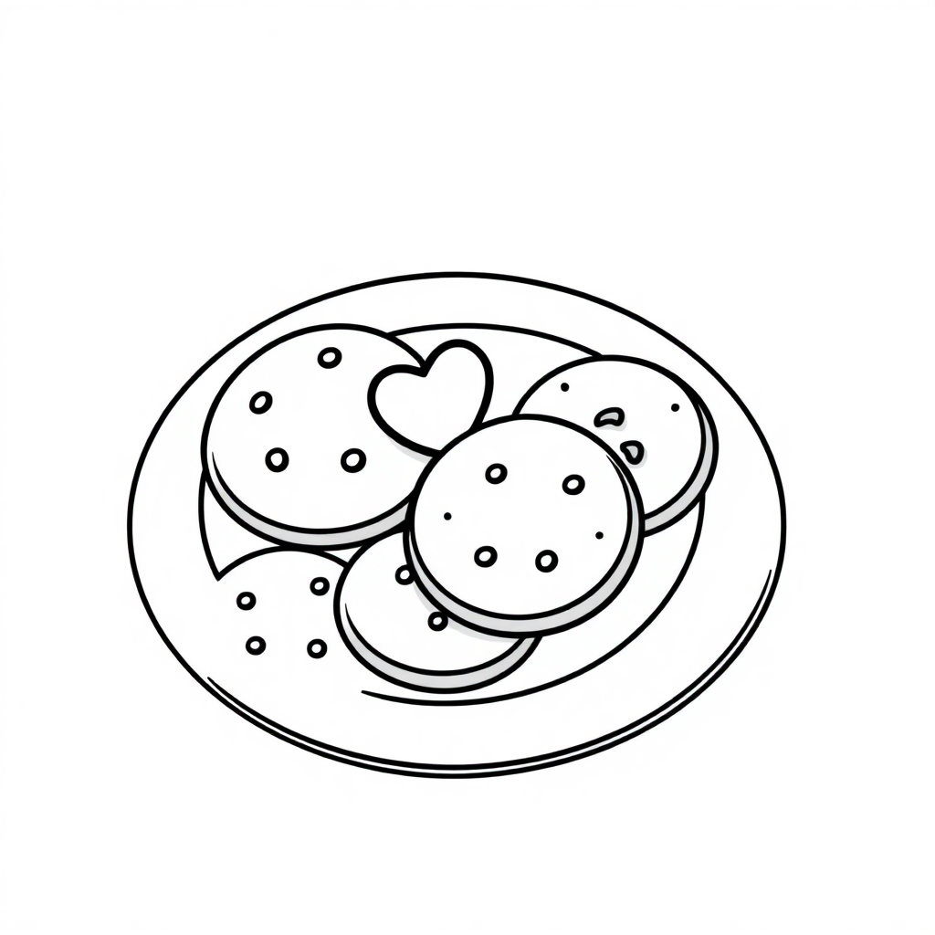 Cartoon Cookies Plate Coloring Page