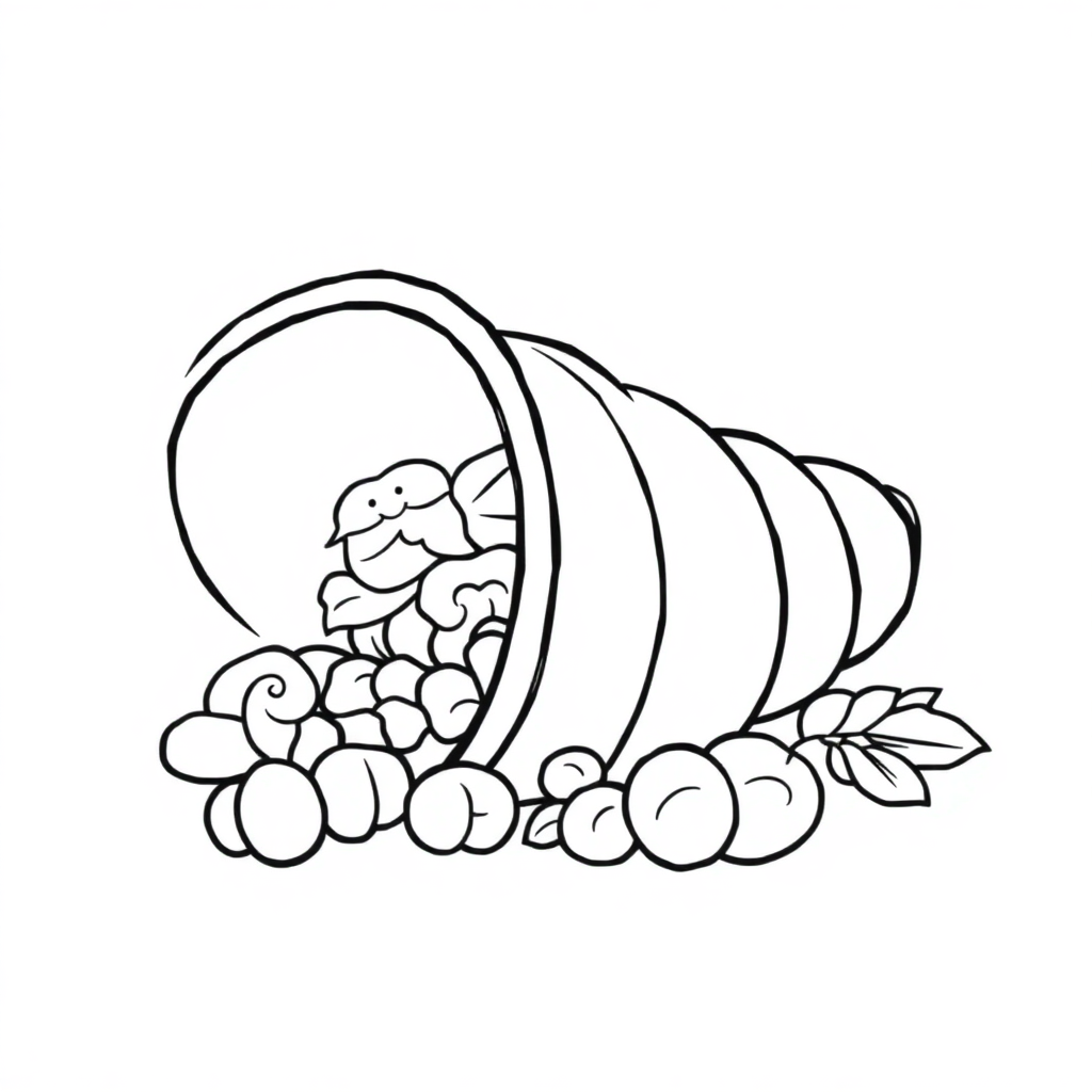 Cartoon Cornucopia Coloring Page