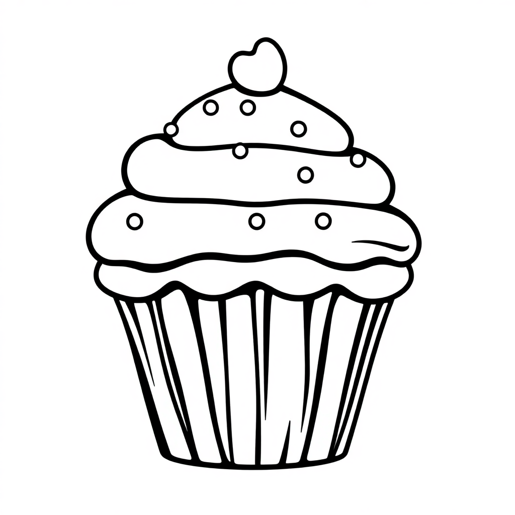 Cartoon Cupcake Decorated Coloring Page