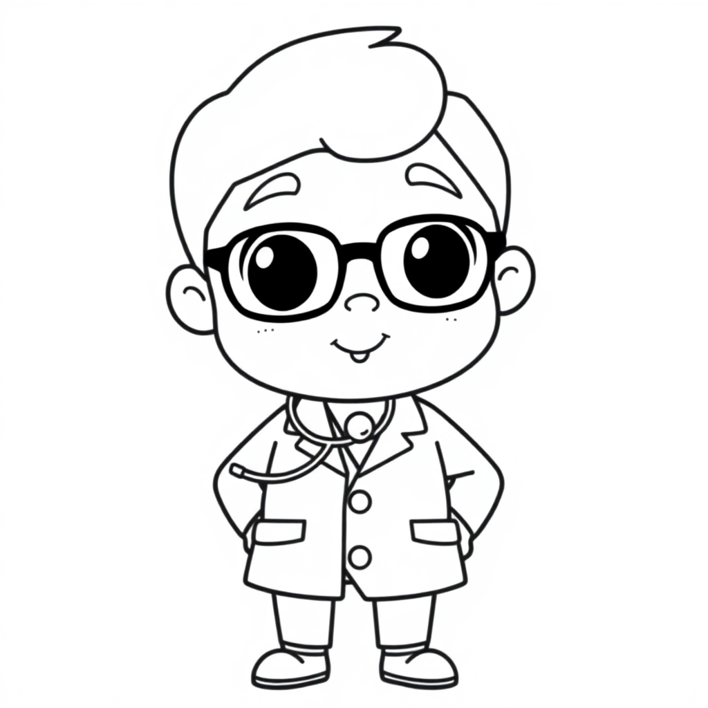 Cartoon Doctor With Stethoscope Coloring Page