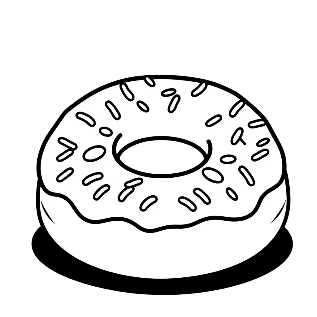 Cartoon Donut With Sprinkles Coloring Page