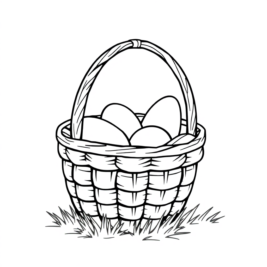 Cartoon Easter Basket Coloring Page