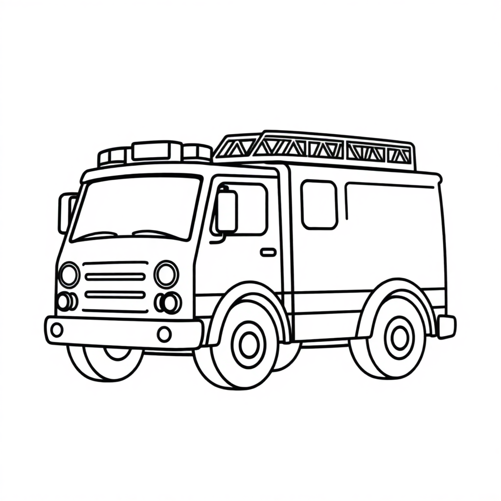 Cartoon Fire Truck Coloring Page