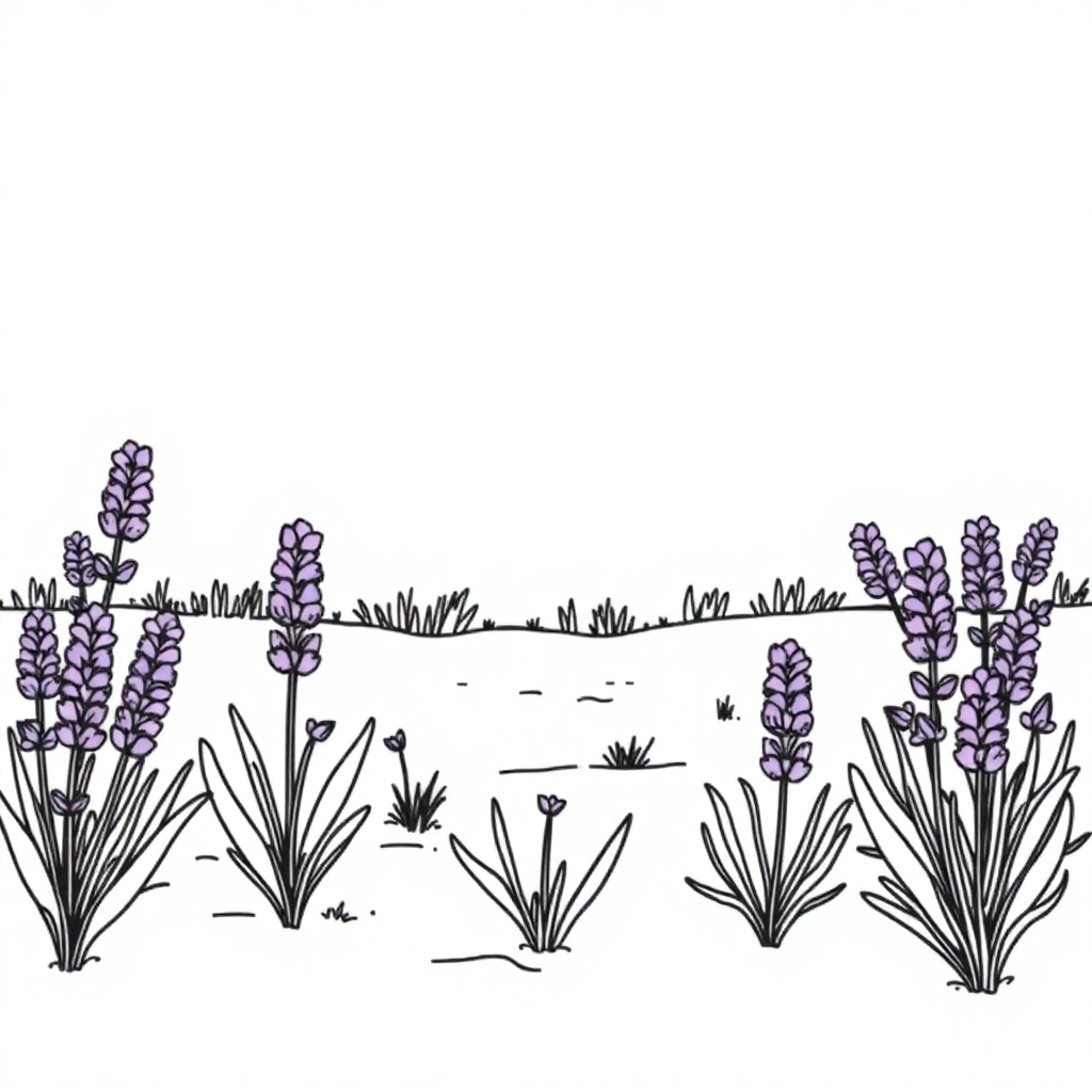 Cartoon Lavender Field Coloring Page