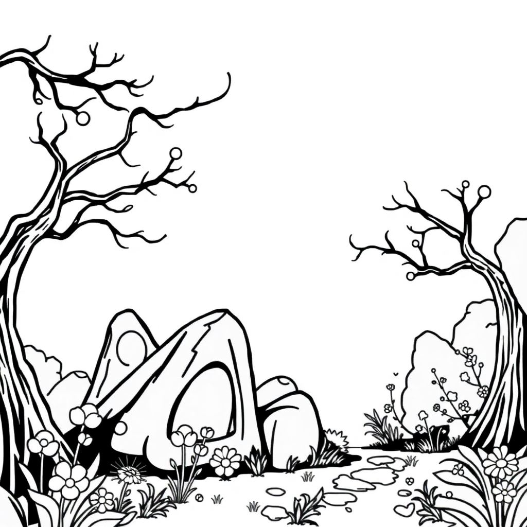 Cartoon Magical Forest Coloring Page