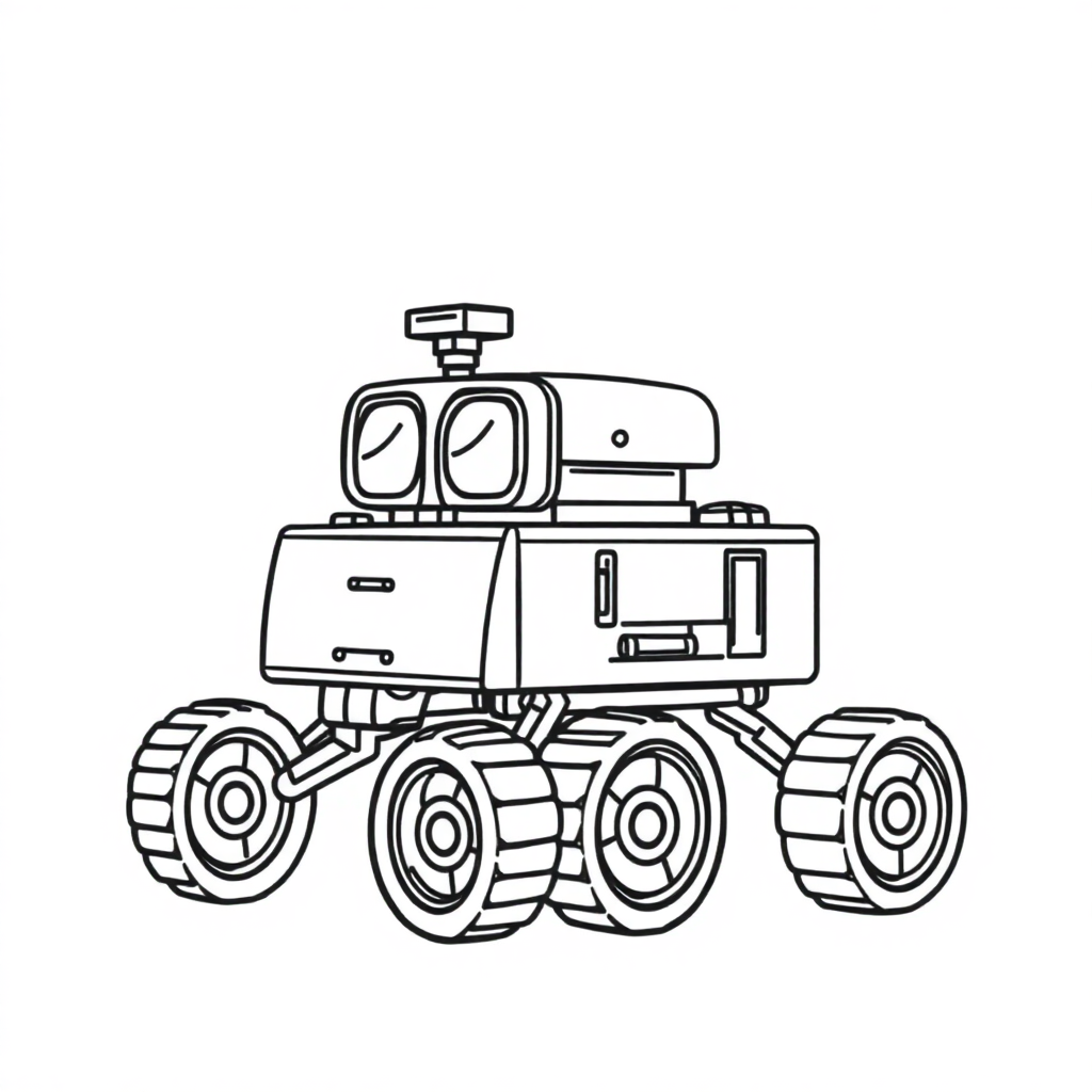 Cartoon Mars Rover Coloring Page