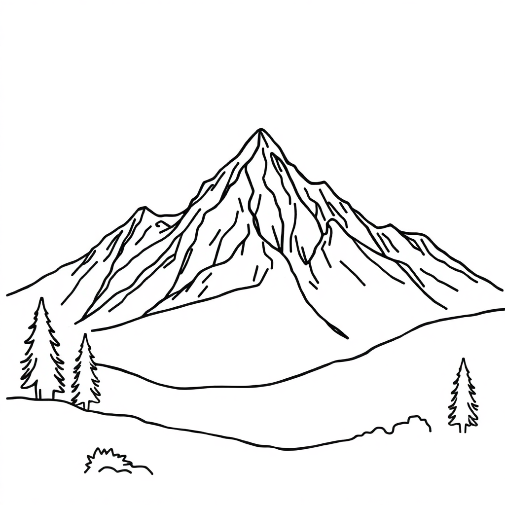 Cartoon Mountain Landscape Coloring Page