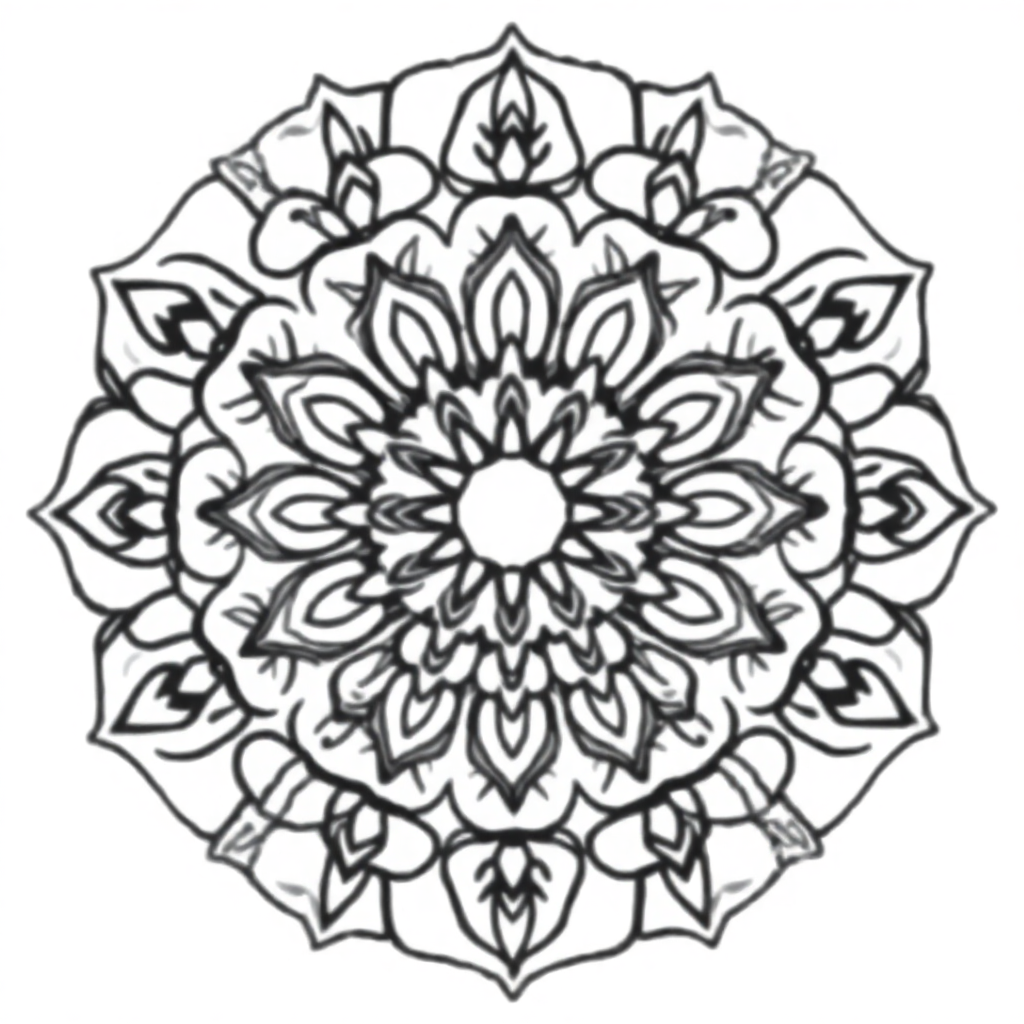 Cartoon Nature Inspired Mandala Coloring Page