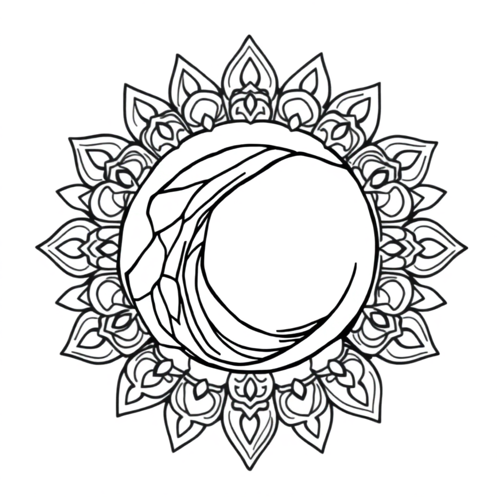 Cartoon Ocean Wave Mandala Coloring Page
