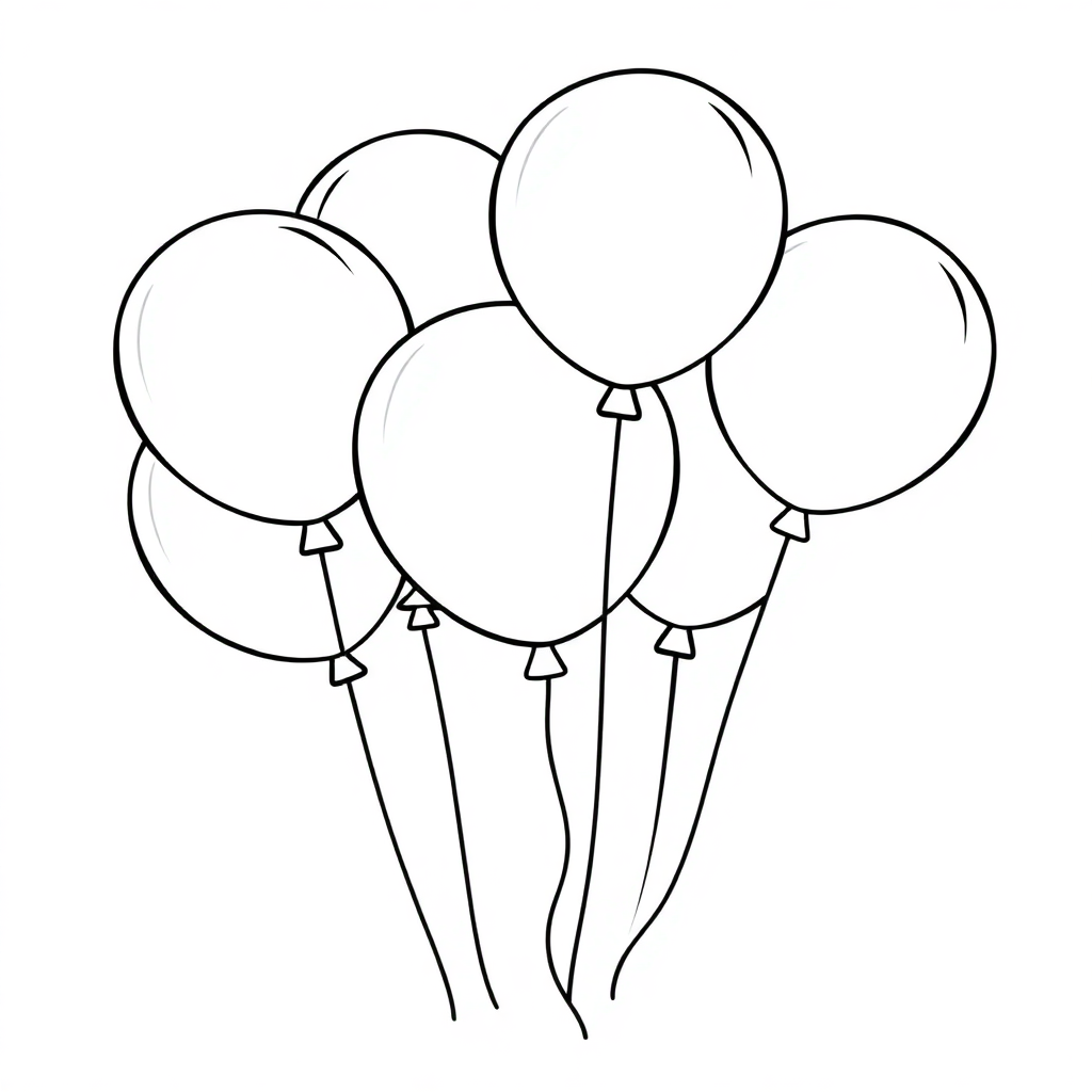 Cartoon Party Balloons Coloring Page