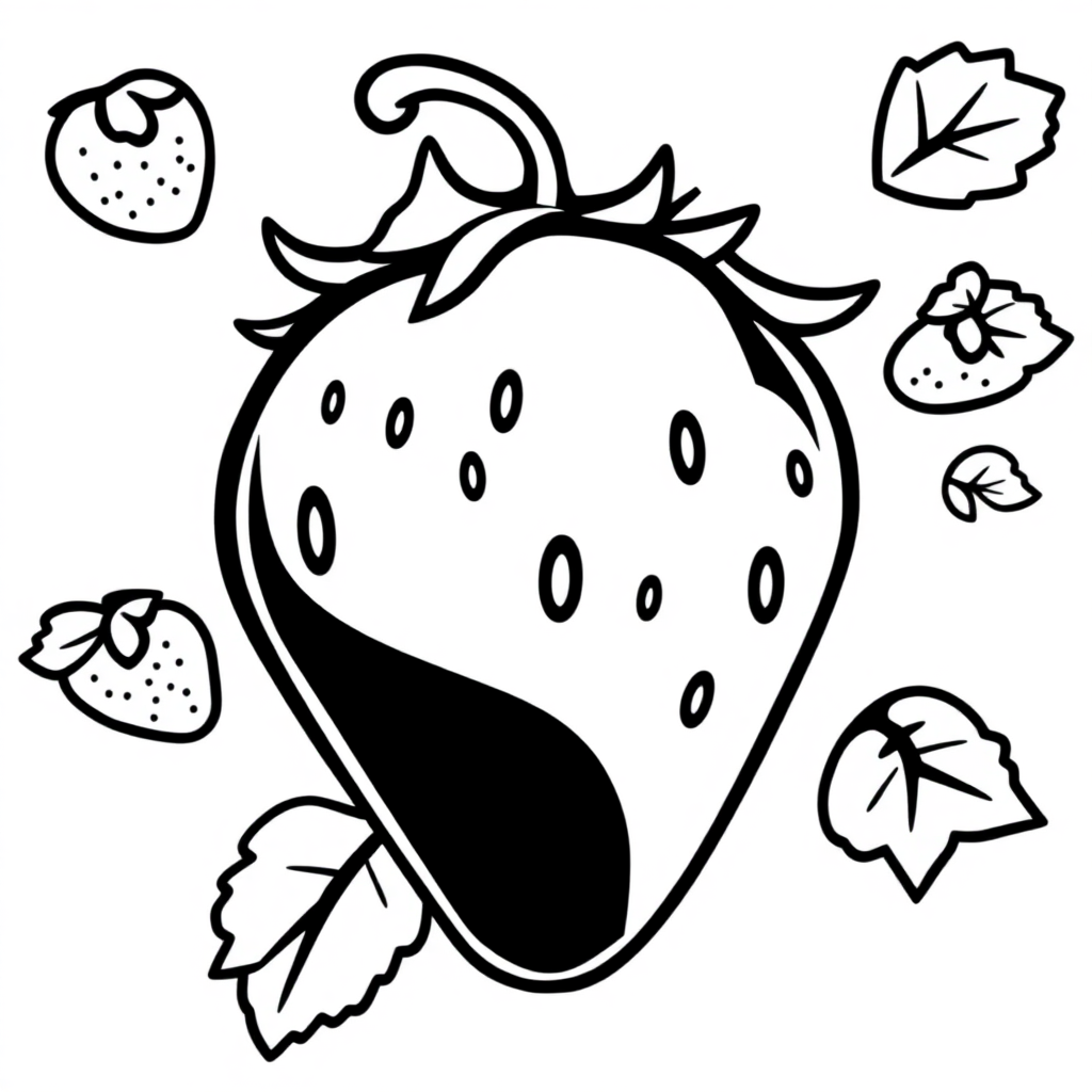 Cartoon Strawberry Coloring Page