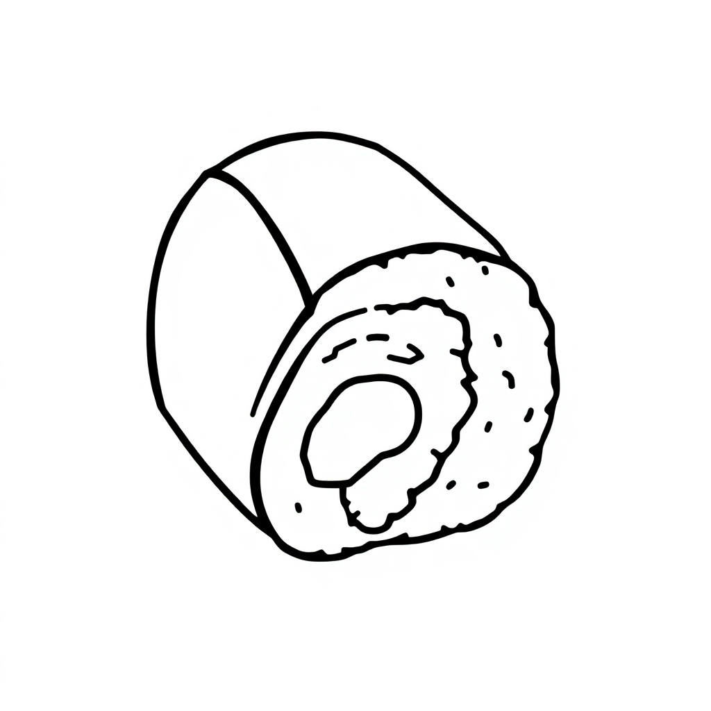 Cartoon Sushi Roll Coloring Page