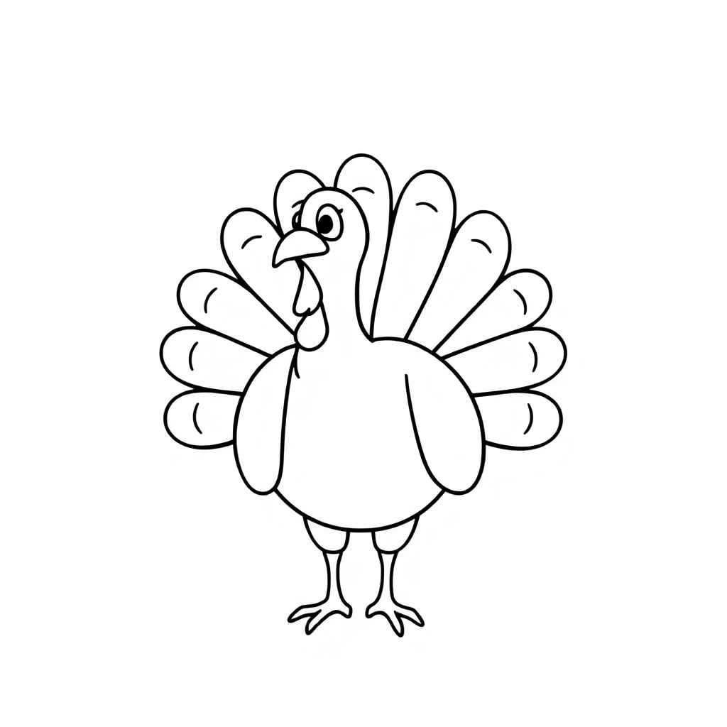 Cartoon Thanksgiving Turkey Coloring Page