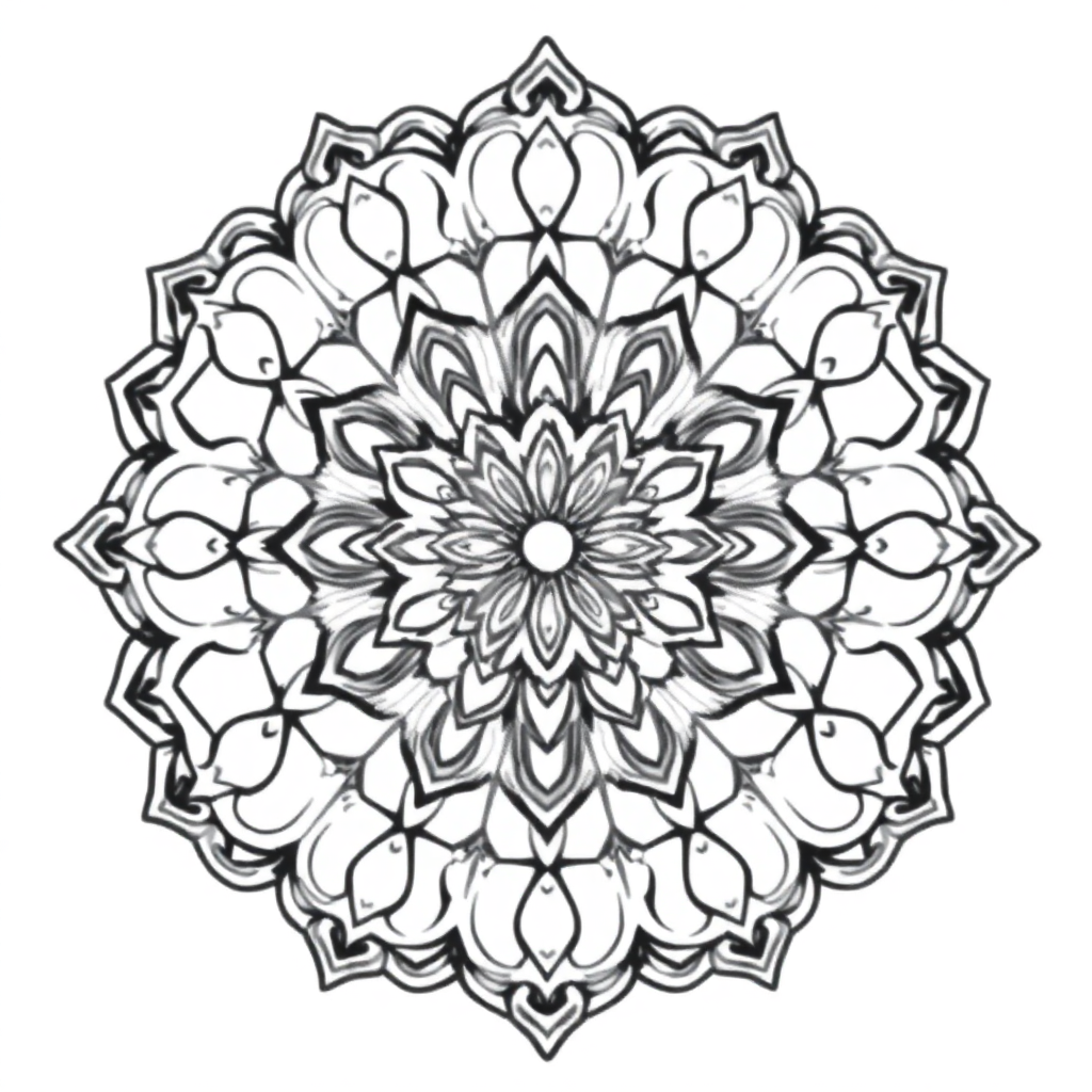 Cartoon Vintage Lace Mandala Coloring Page
