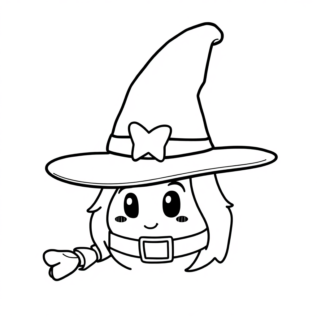 Cartoon Witch Hat Coloring Page